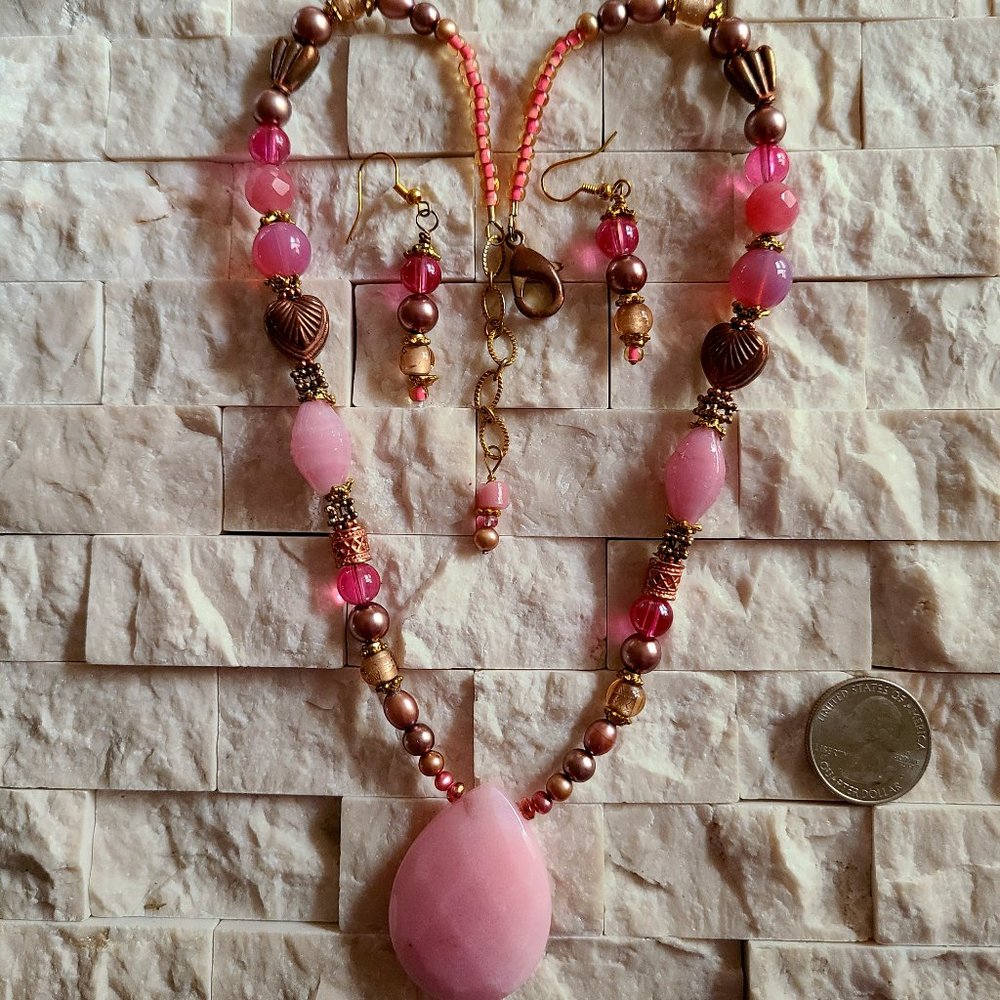 Faceted Teardrop of Dyed Pink Jade